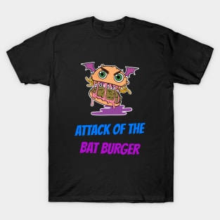 Halloween Cute Bat Burger Monster T-Shirt